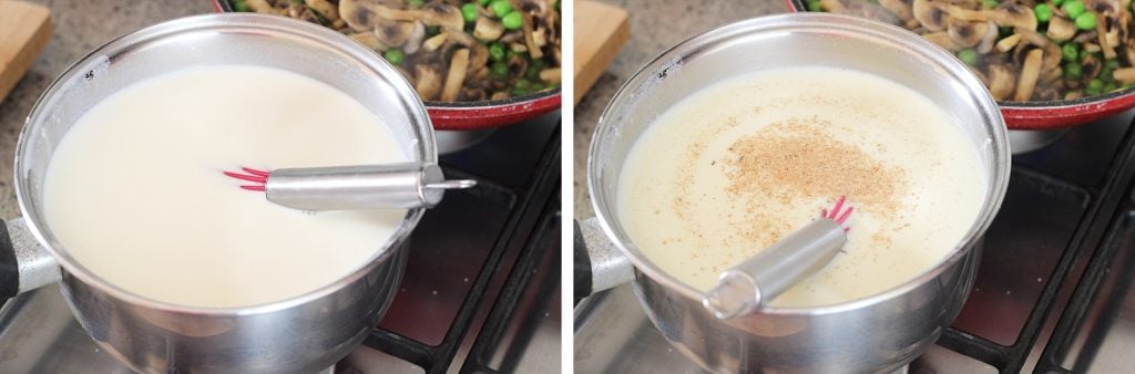 Pasta al forno con funghi, piselli e besciamella – ziti al forno - Step 3