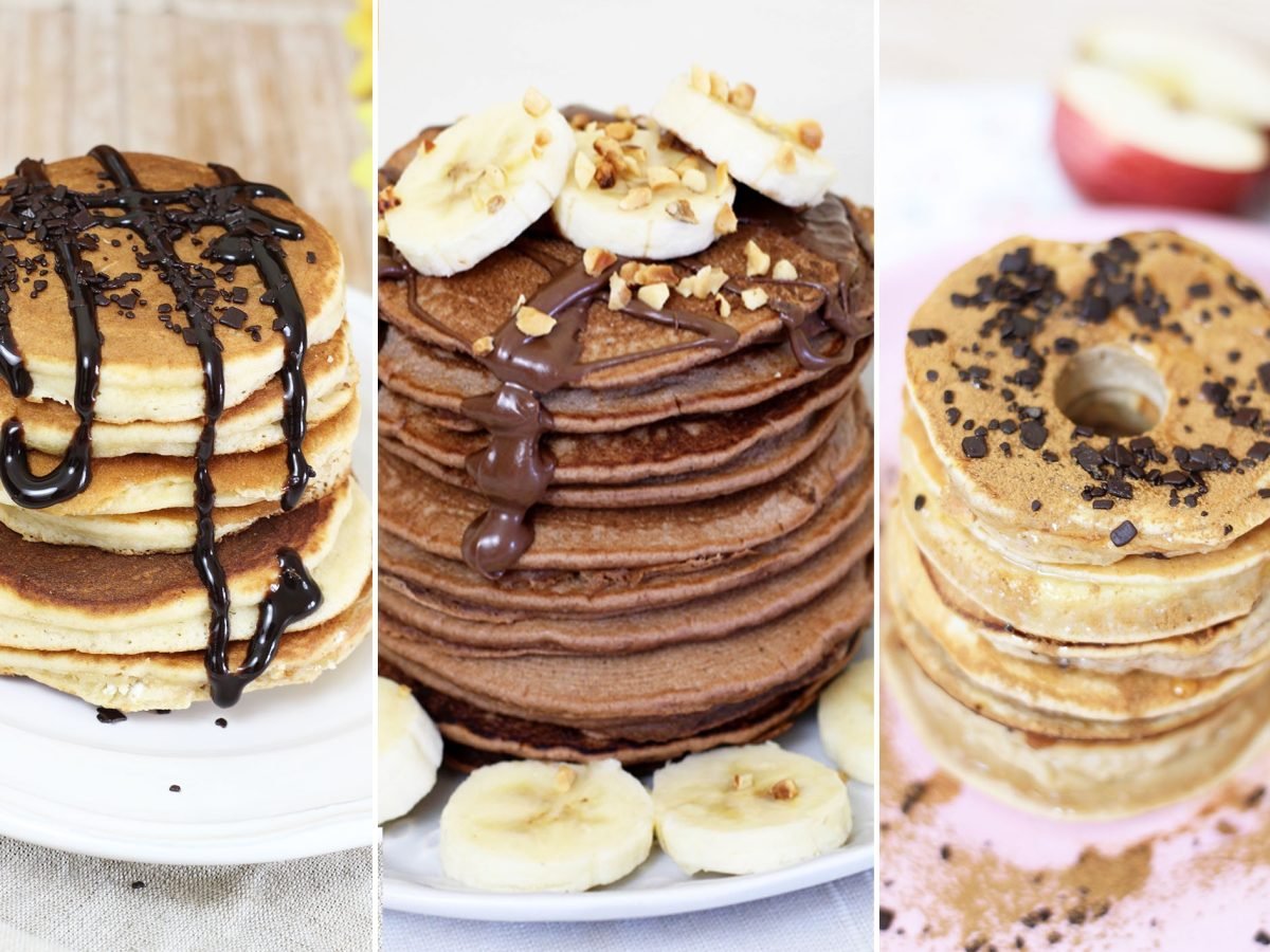Pancakes 3 idee: pancakes cuor di Nutella, senza uova e mela pancakes