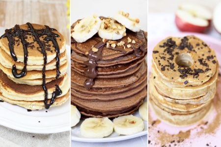 Pancakes 3 idee: pancakes cuor di Nutella, senza uova e mela pancakes