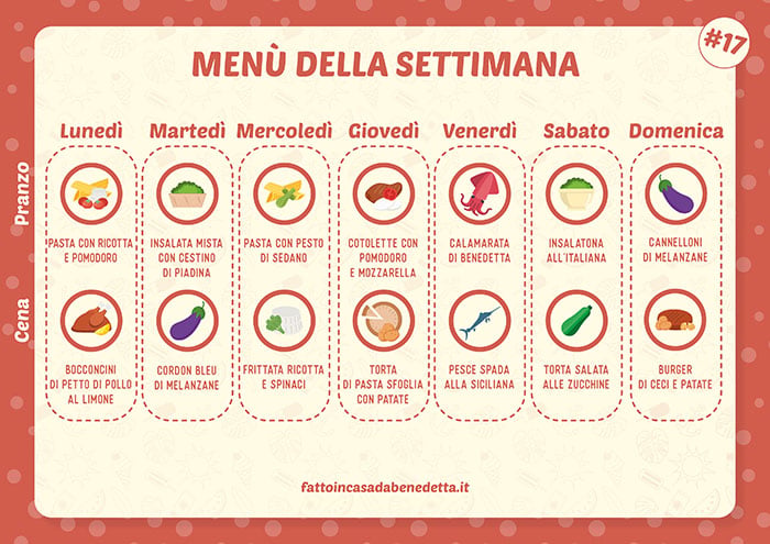 menù settimanale 17
