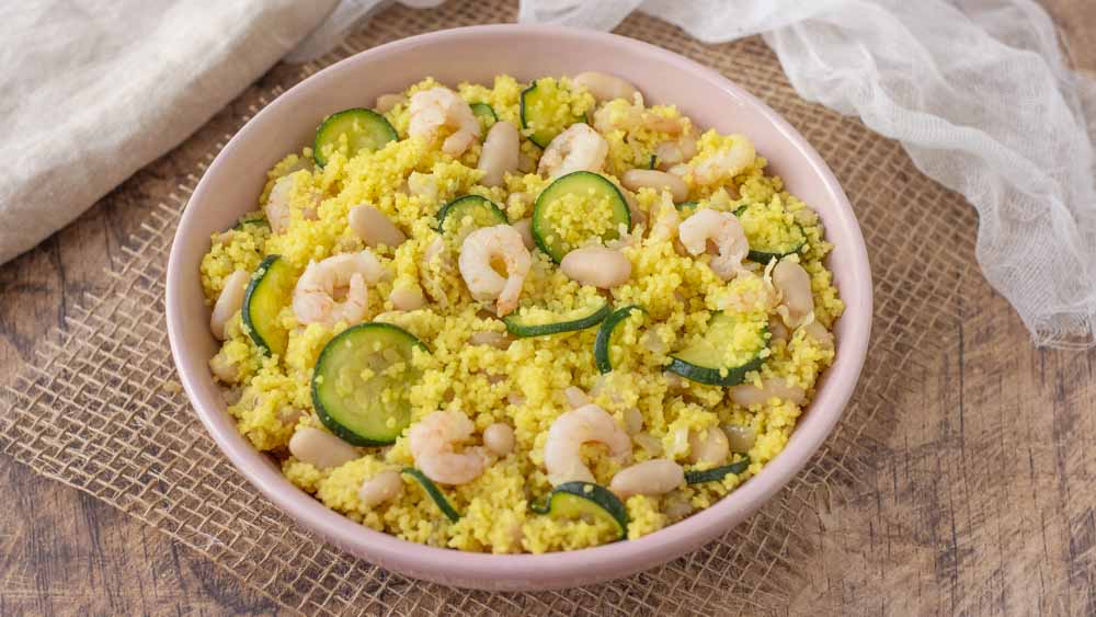 cous cous fagioli e gamberetti