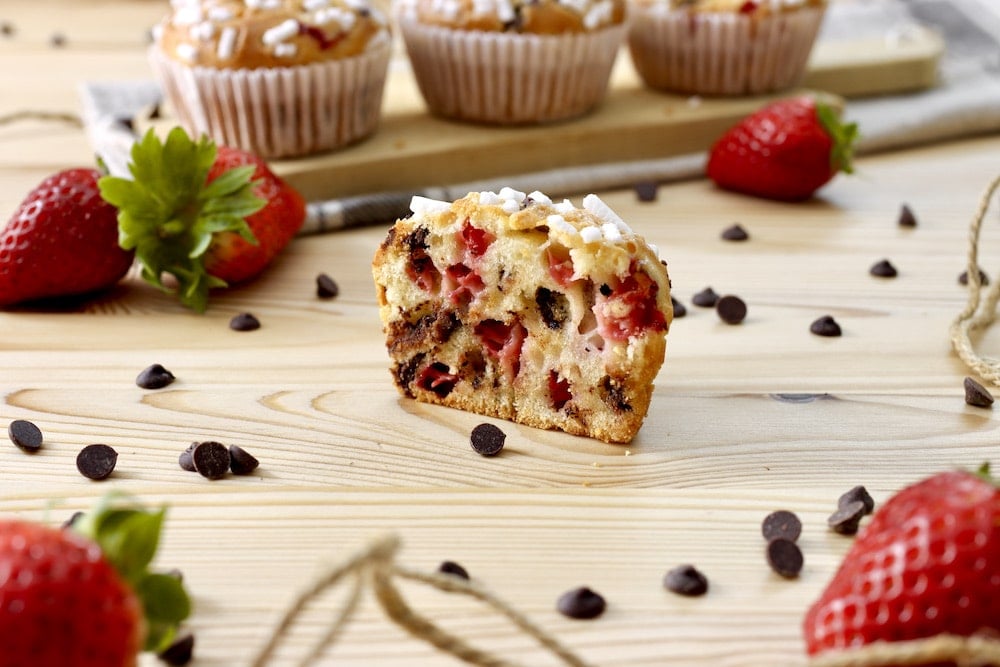 muffin al cioccolato e fragole