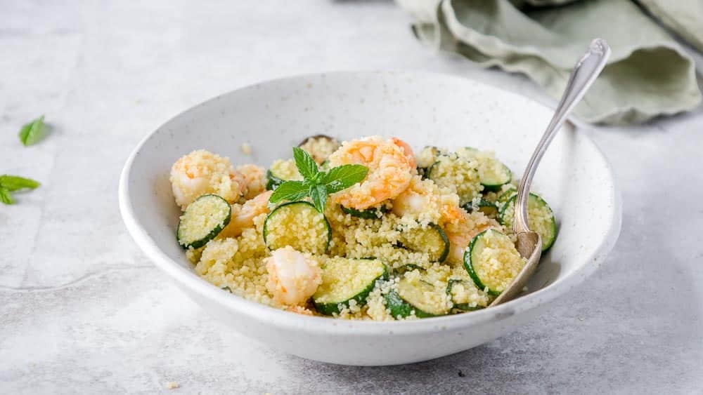 cous cous zucchine e gamberi