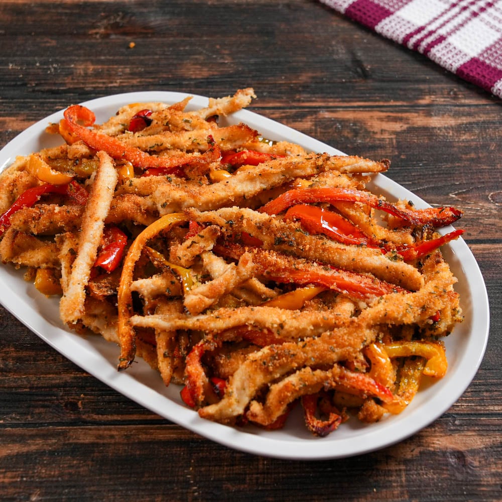 straccetti di pollo e peperoni gratinati