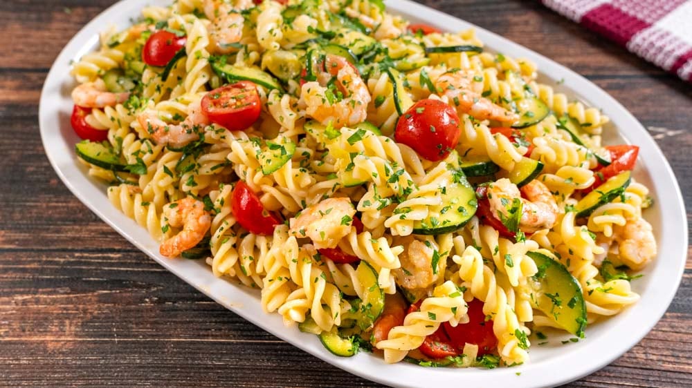 pasta zucchine pomodorini e gamberetti