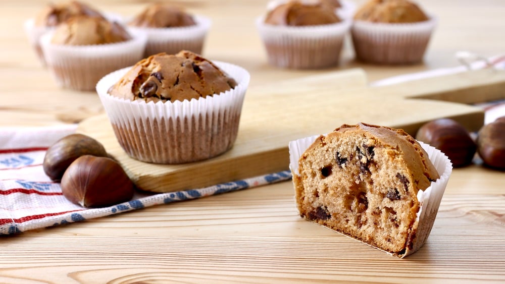 muffin con farina di castagne e cioccolato