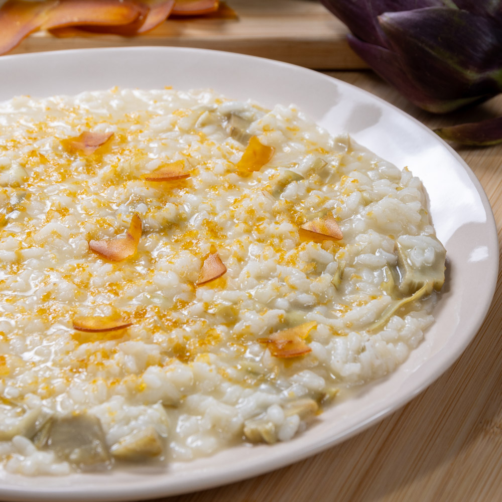 risotto carciofi e bottarga