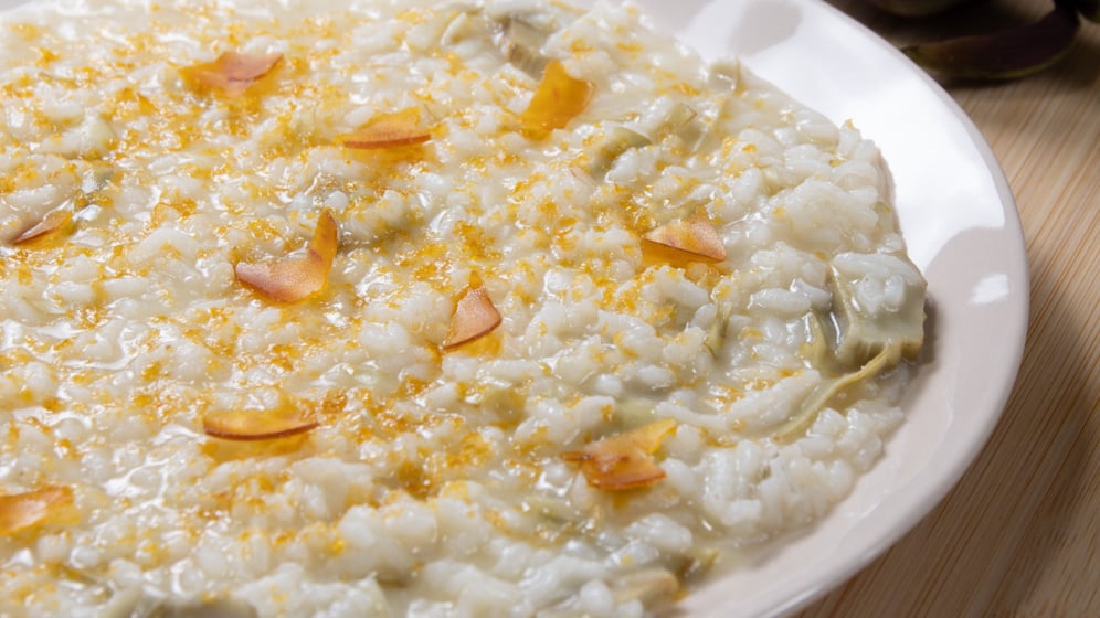 risotto carciofi e bottarga