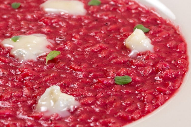 risotto barbabietola e gorgonzola