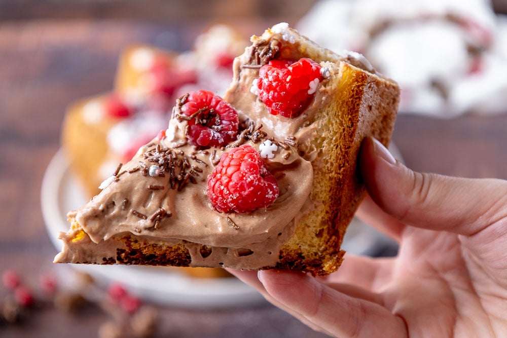 stella di pandoro con crema al cioccolato