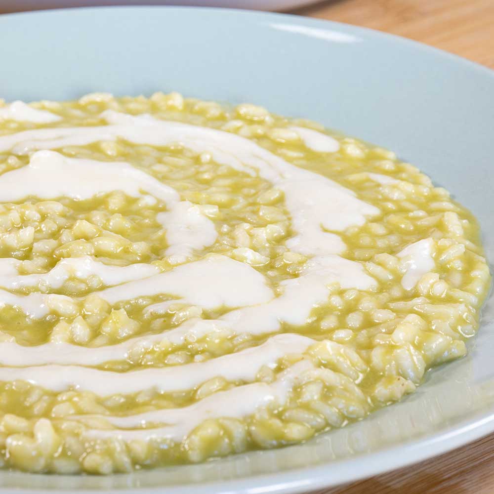 risotto con crema di piselli