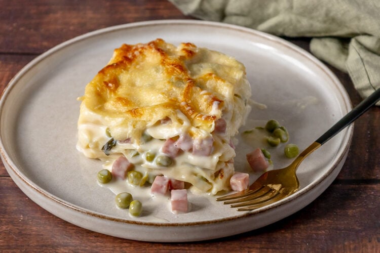 Lasagne prosciutto e piselli