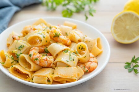 Calamarata gamberi e limone
