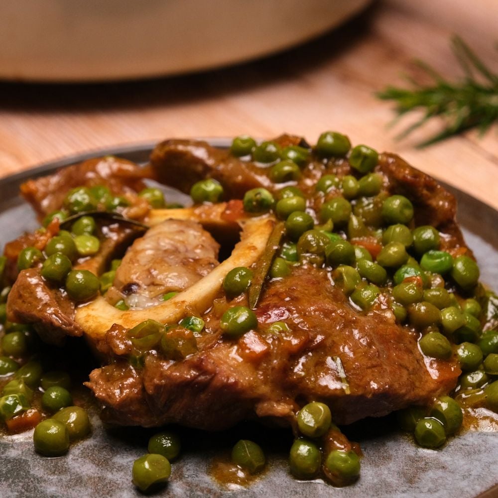 ossobuco con piselli