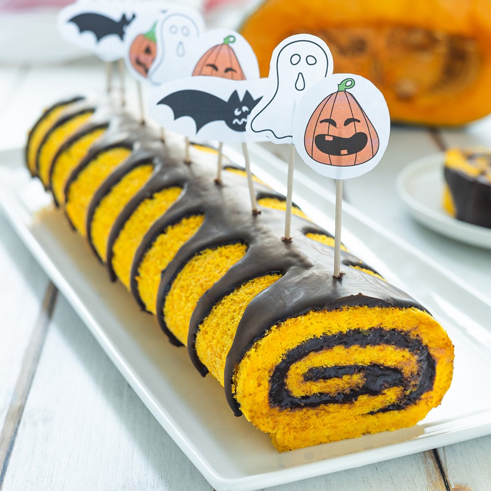 rotolo di halloween zucca e cioccolato