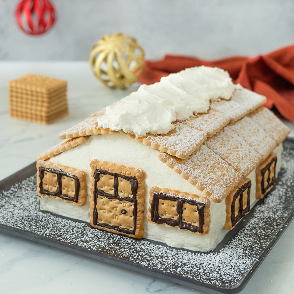 casetta di natale con oro saiwa