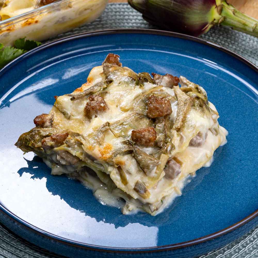 lasagne carciofi e salsiccia