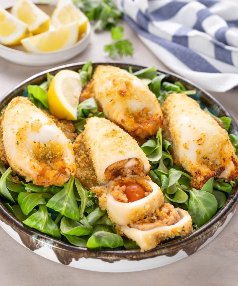 calamari ripieni in friggitrice ad aria
