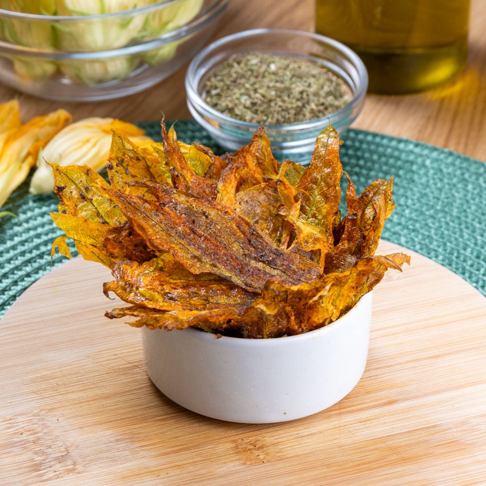 chips di fiori di zucca